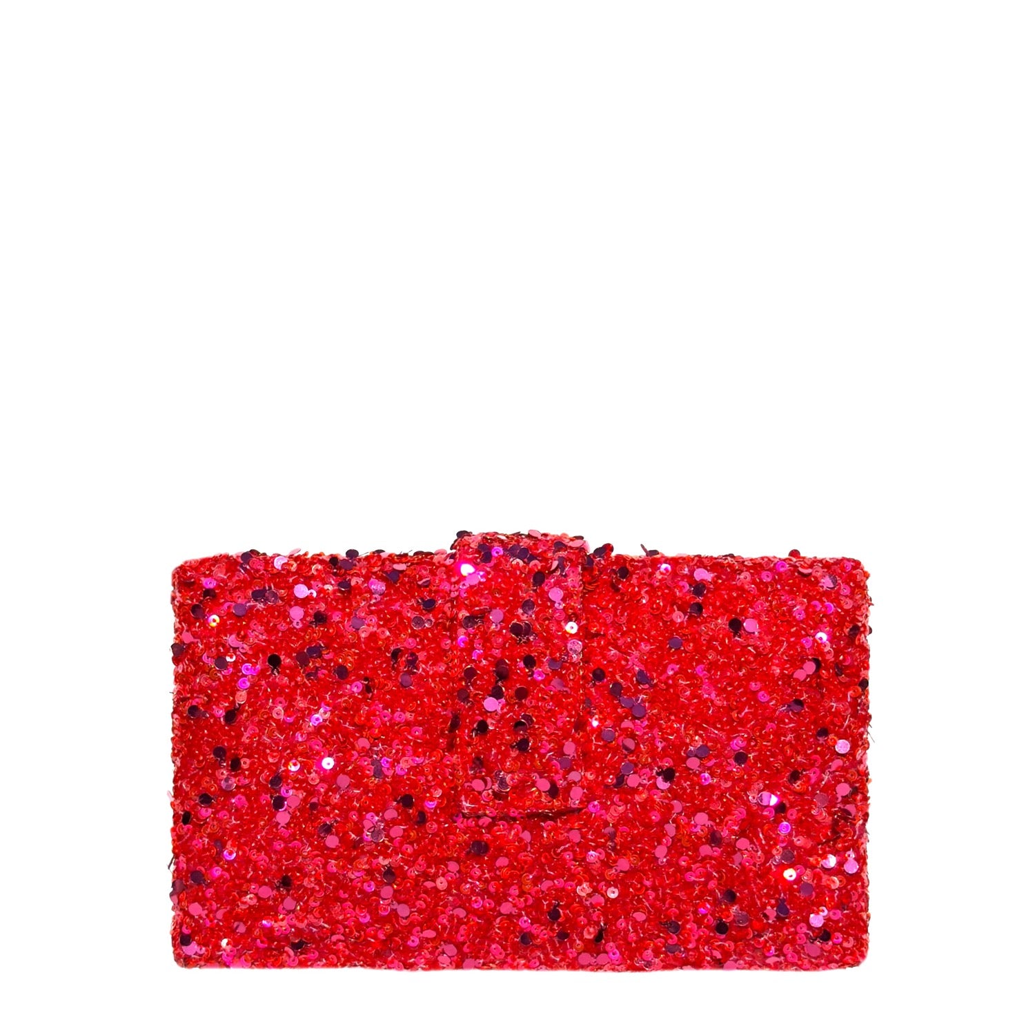 Berry Kitsch Clutch - Multicolored handmade sequin clutch bag with a cross body metal chain