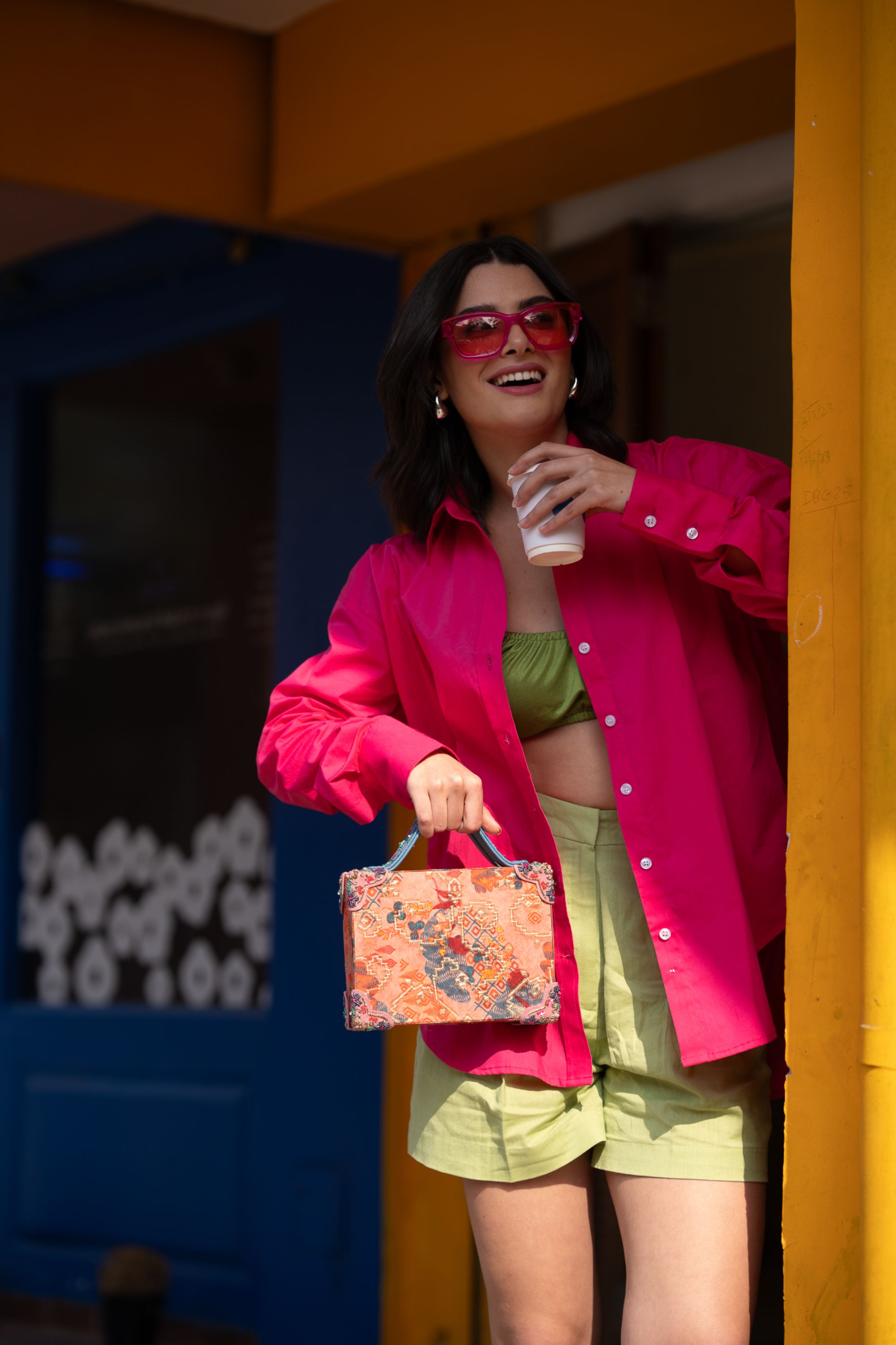 Pink Brocade Briefcase Bag