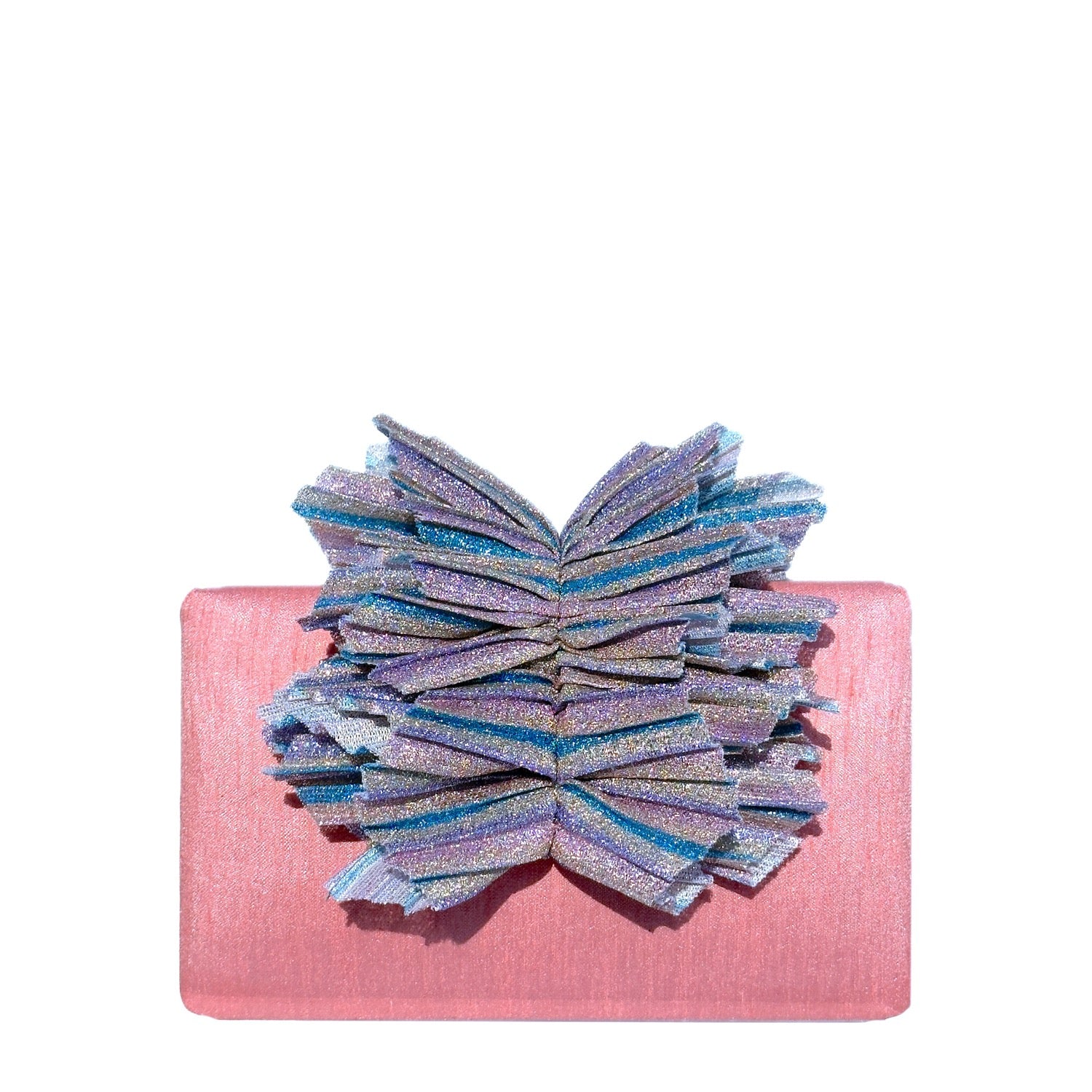 Fairy Angel Clutch - Metallic fabric clutch with shimmer fabric flap as magnetic closure