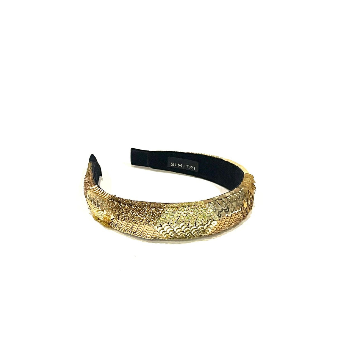 ?Upcycled Gold Squiggle Headband? Upcycled Gold Scrunchie Headband: Funky Maximalist Ruffle  main image 4