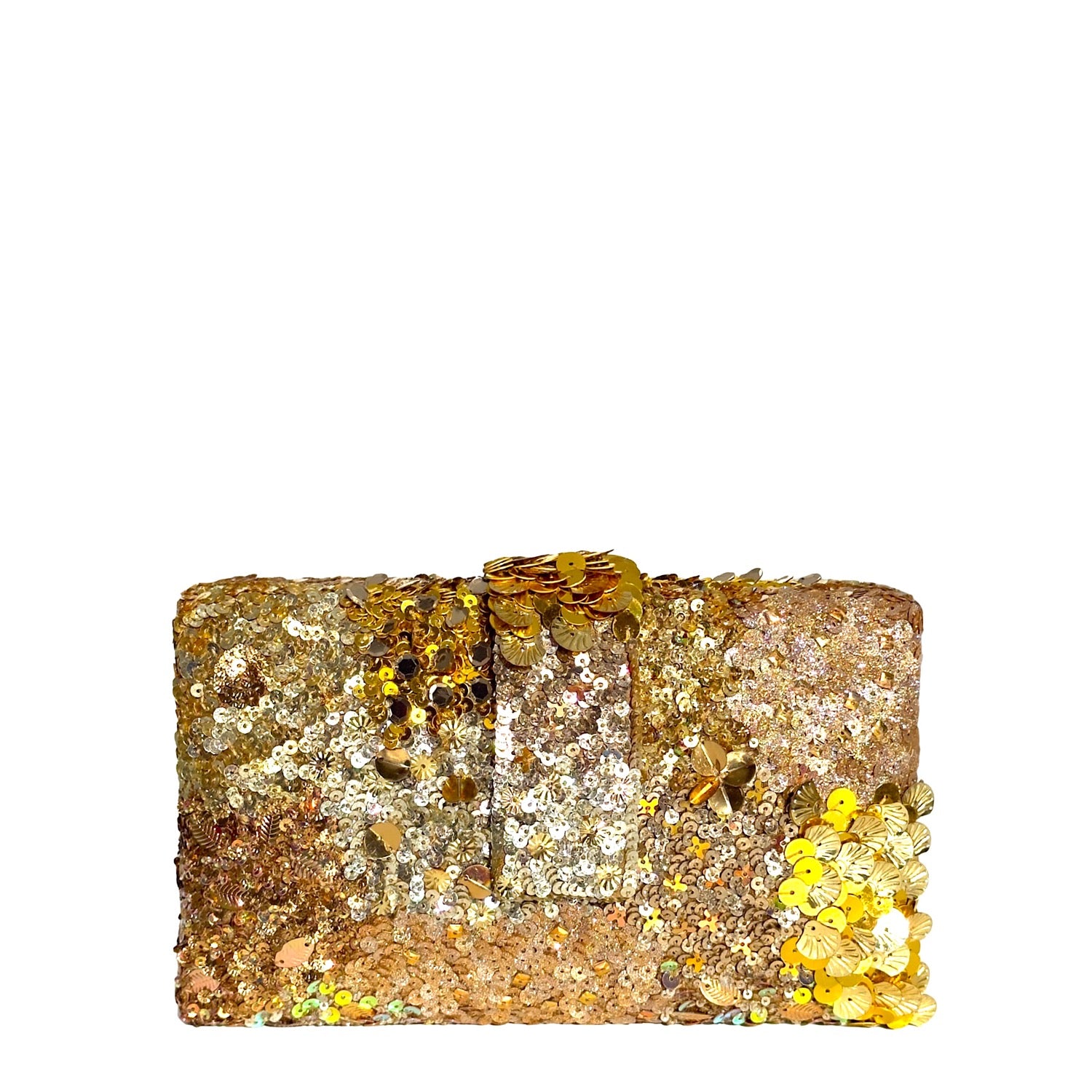 Gold Garnet Clutch - Hand embroidered golden sequins on a hand made clutch