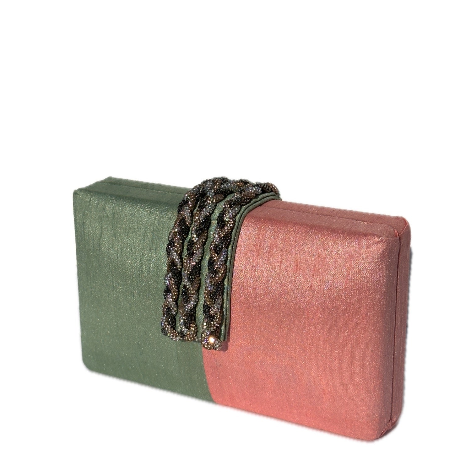 Guava Braided Fringe Clutch