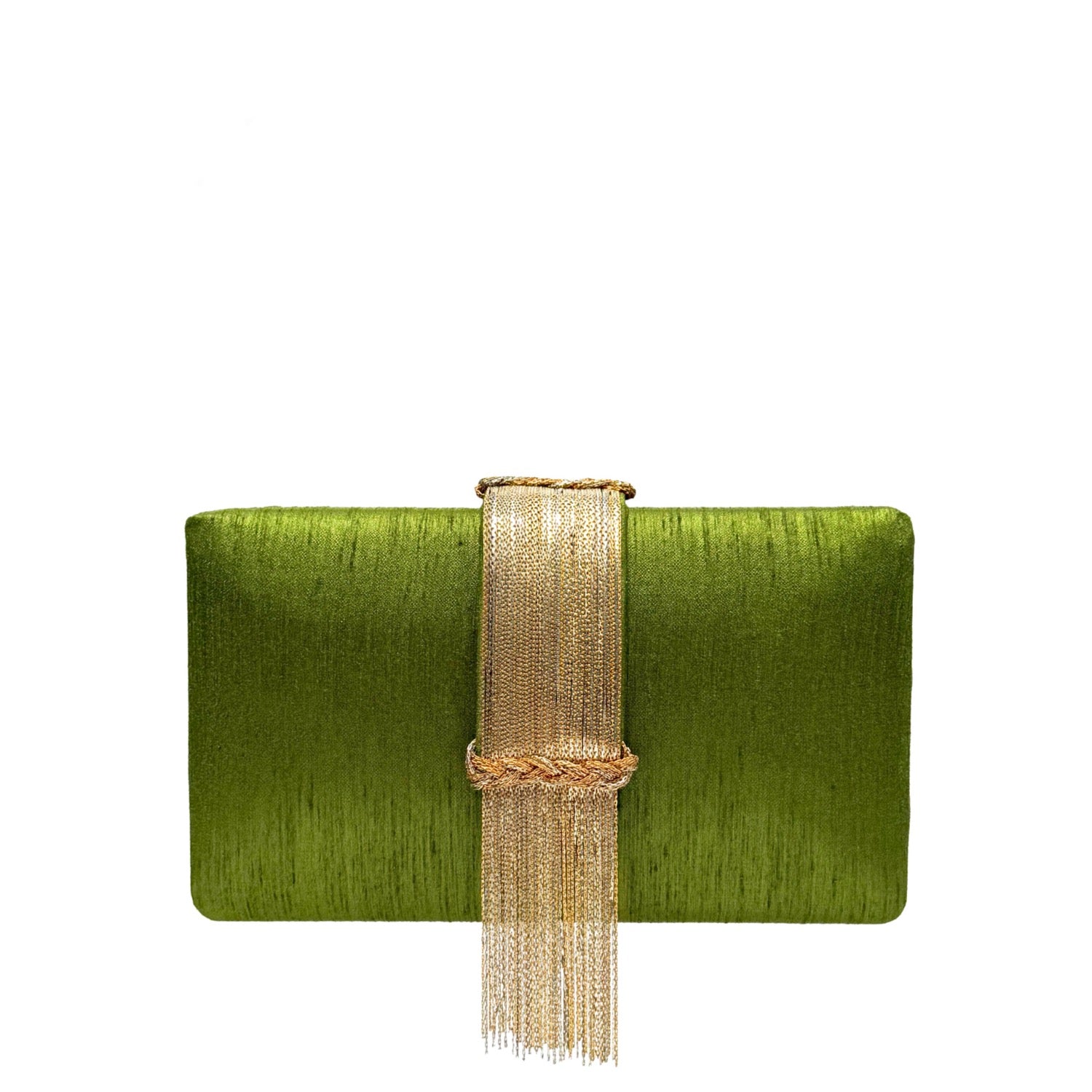 Olive Fringe Clutch