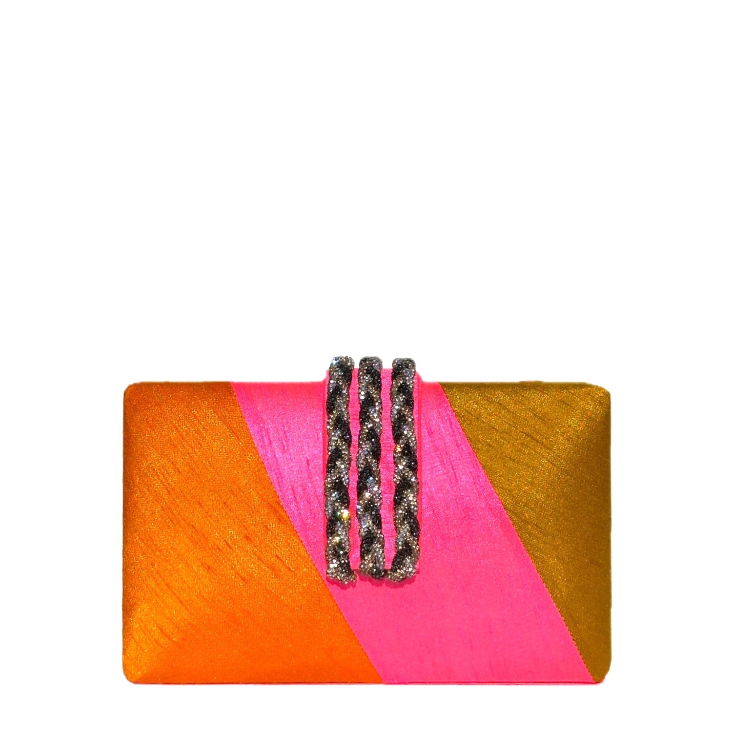 Papaya Pop Braided Fringe Clutch