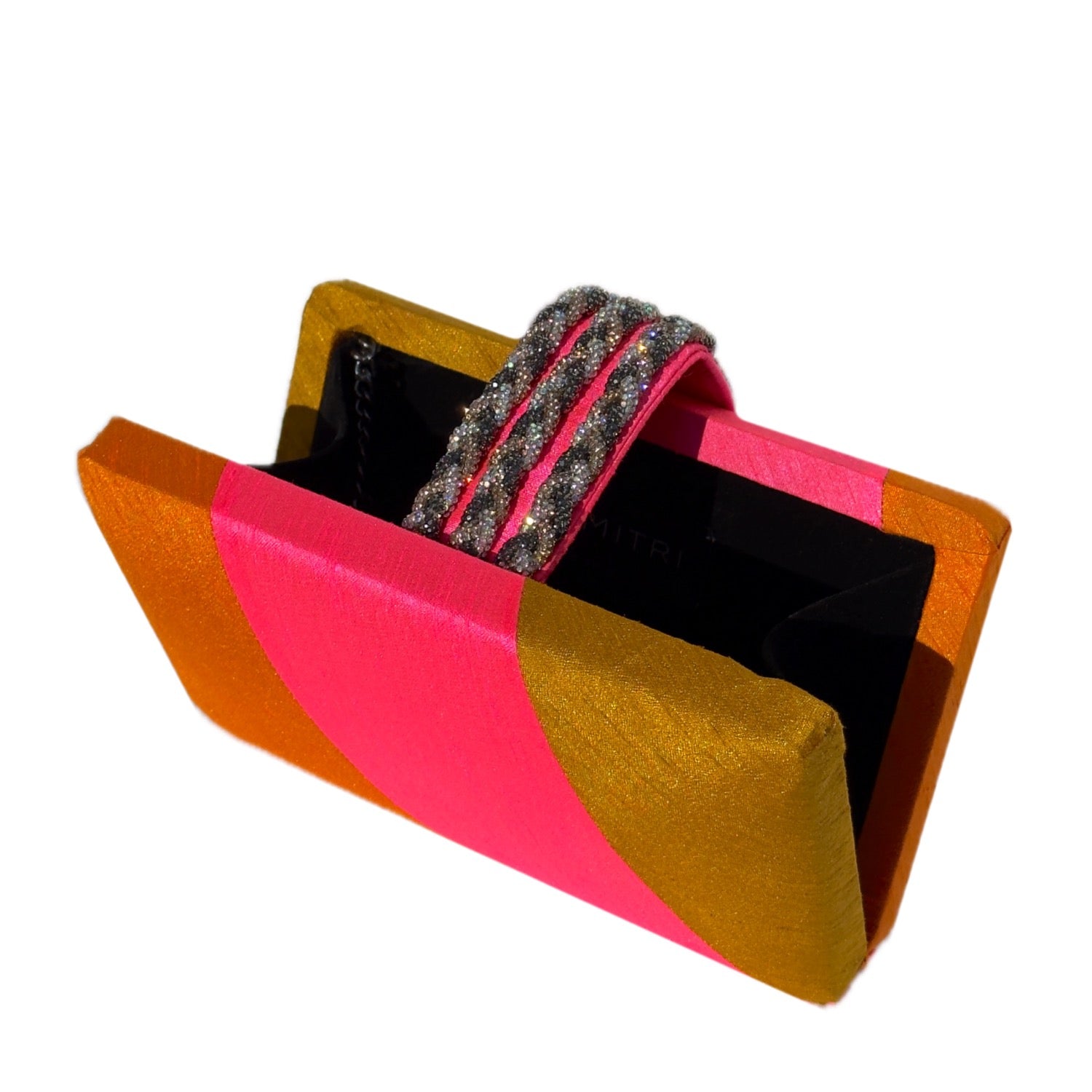 Papaya Pop Braided Fringe Clutch