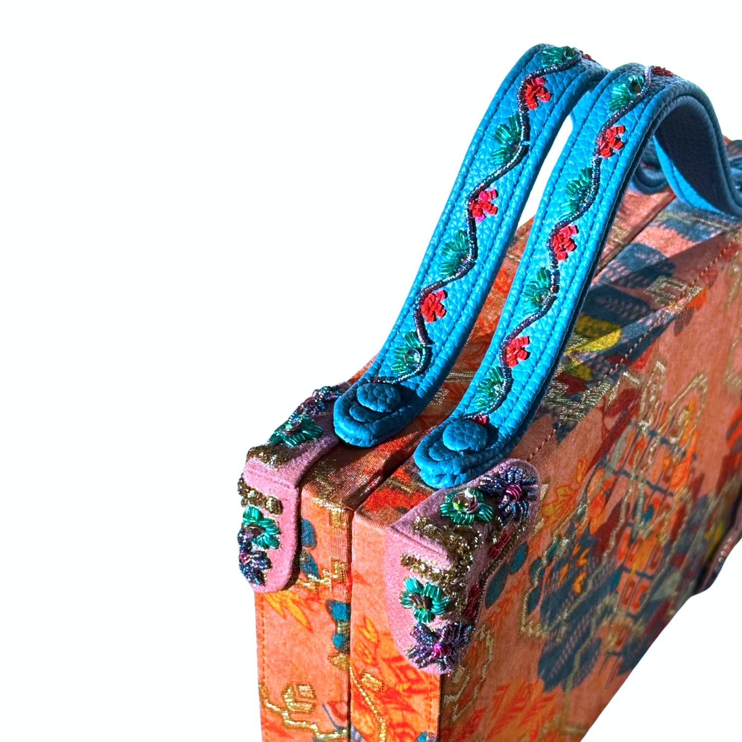 Pink Brocade Briefcase Clutch Bag