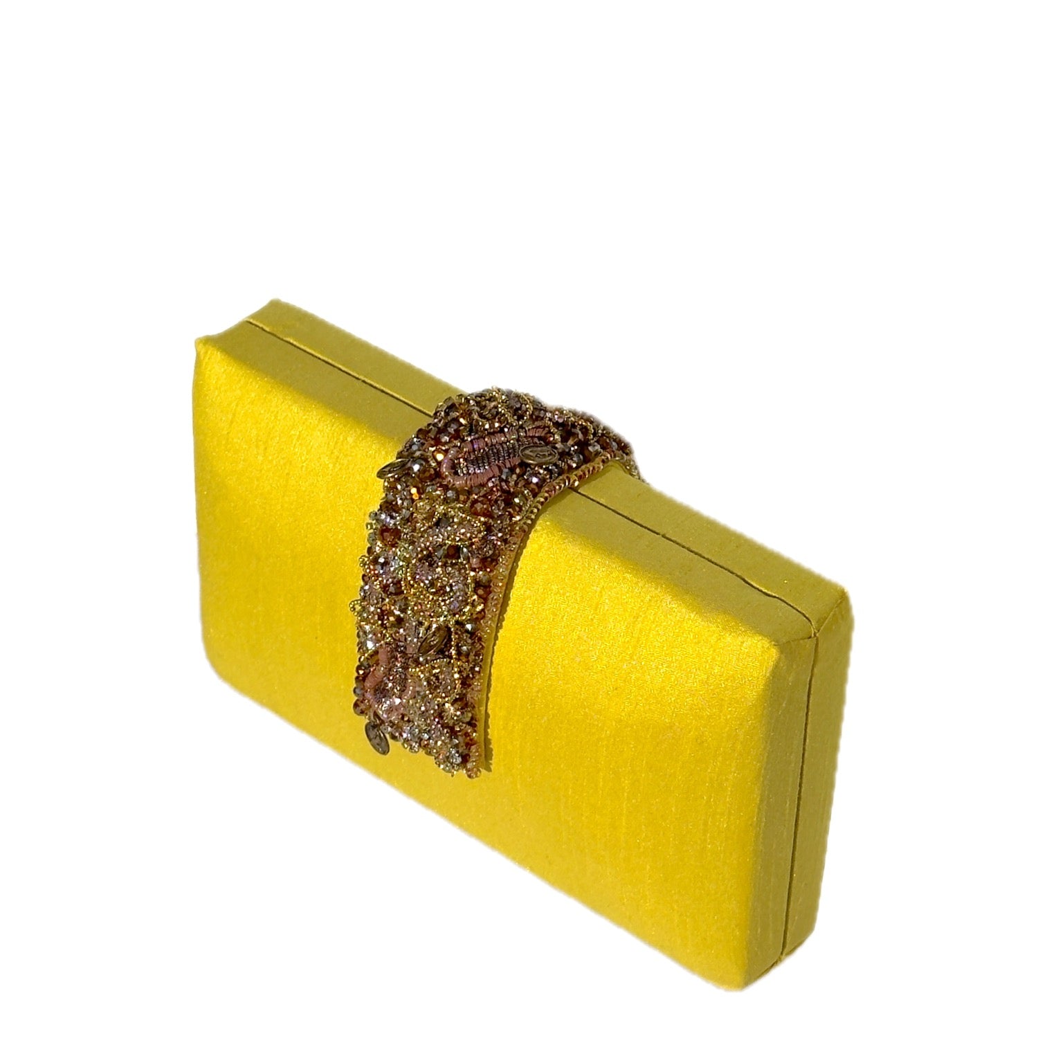 Sunflower Braided Clutch - Yellow clutch with handmade beaded magnetic flap