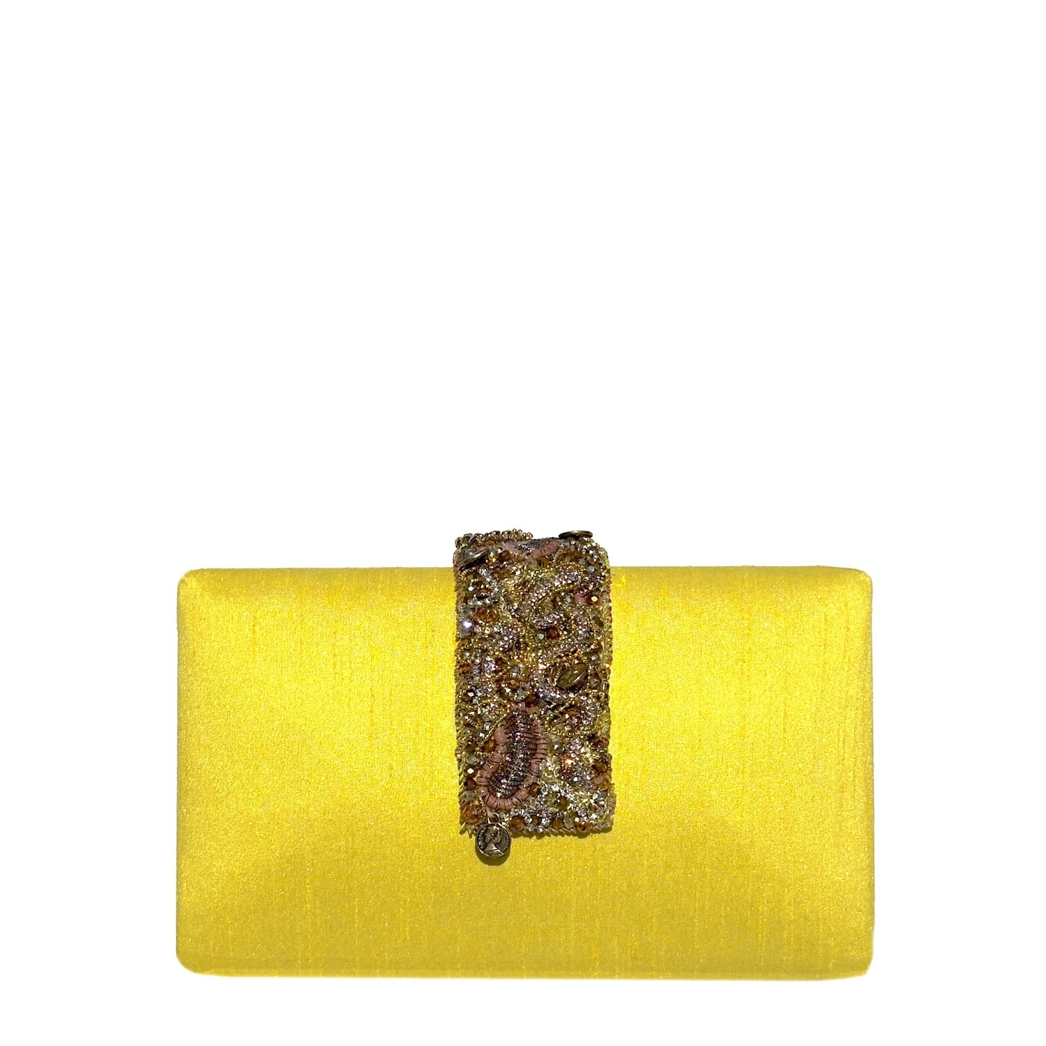 Sunflower Braided Clutch - Yellow clutch with handmade beaded magnetic flap