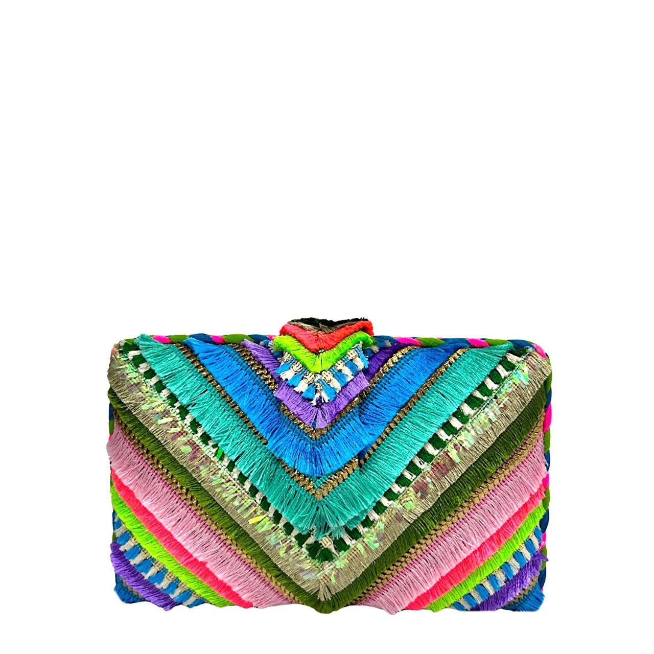Shop Tropical Multicolored Frill Clutch Online Simitri Designs
