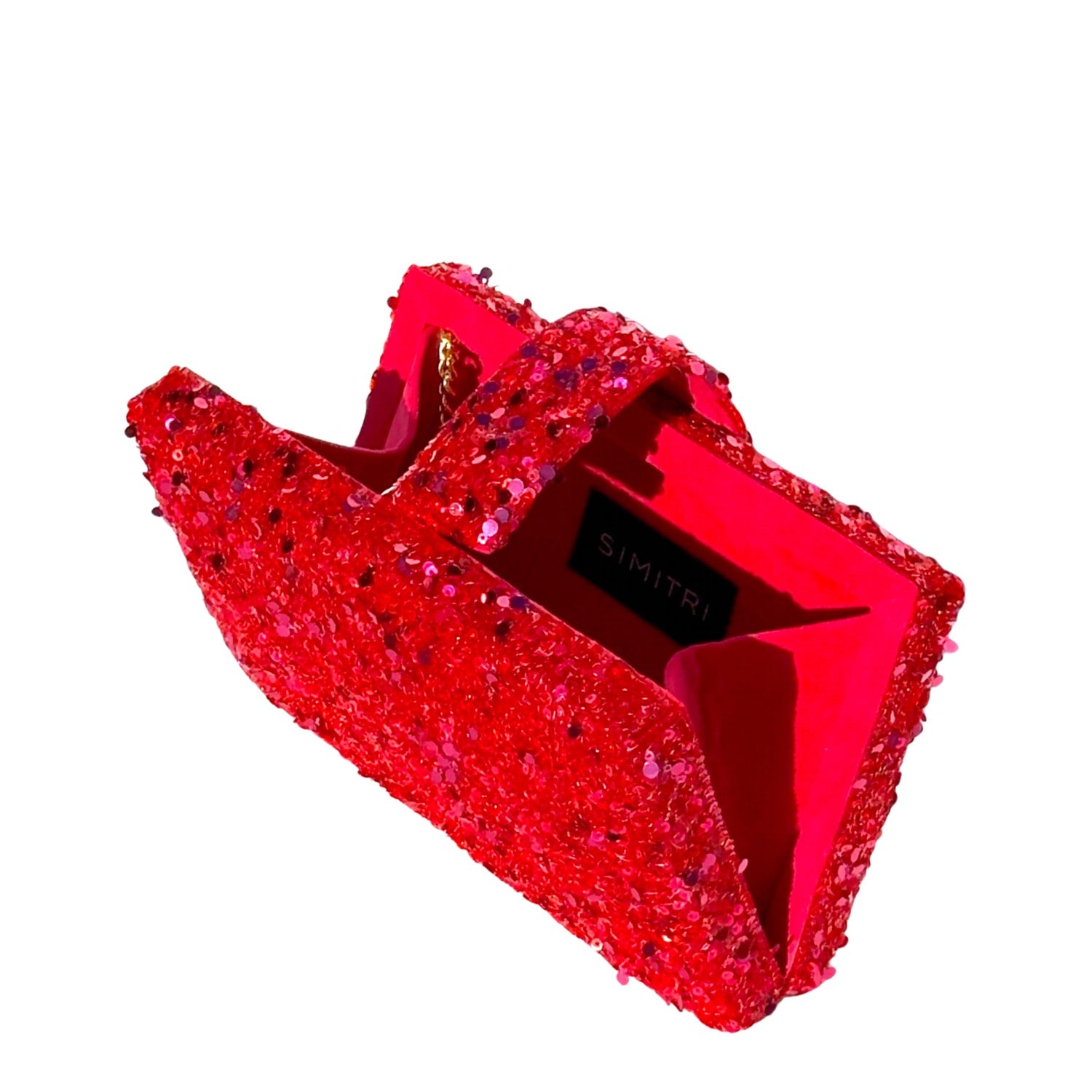 Berry Kitsch Clutch - Multicolored handmade sequin clutch bag with a cross body metal chain