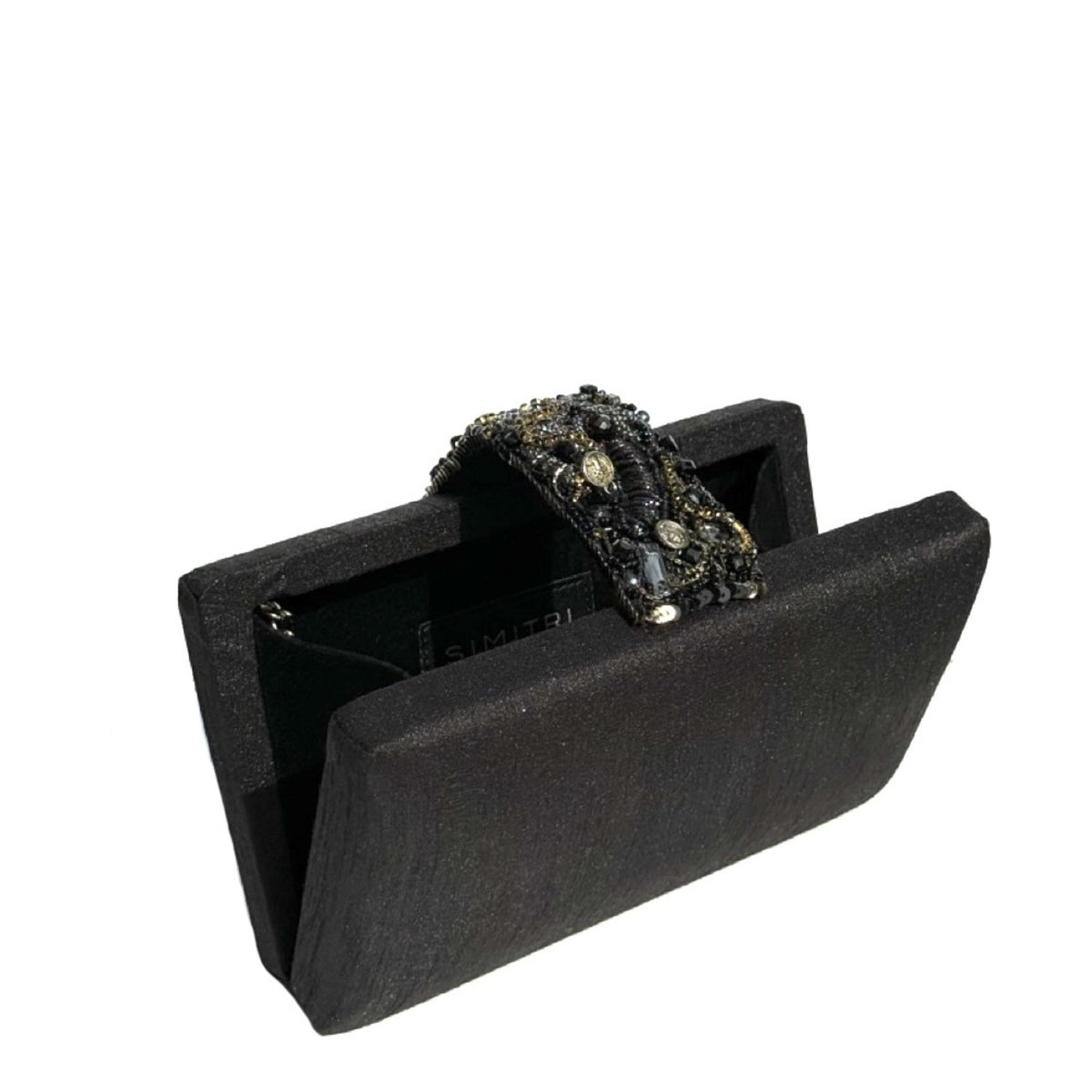 Black Orchid Beaded Fringe Clutch