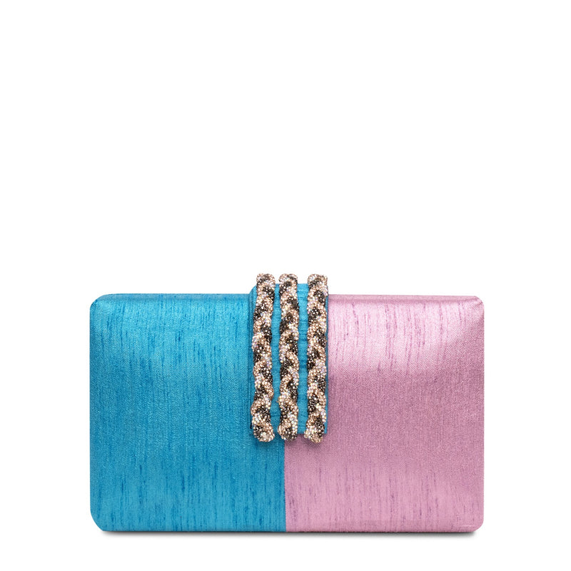 Cotton Candy Braided Fringe Clutch