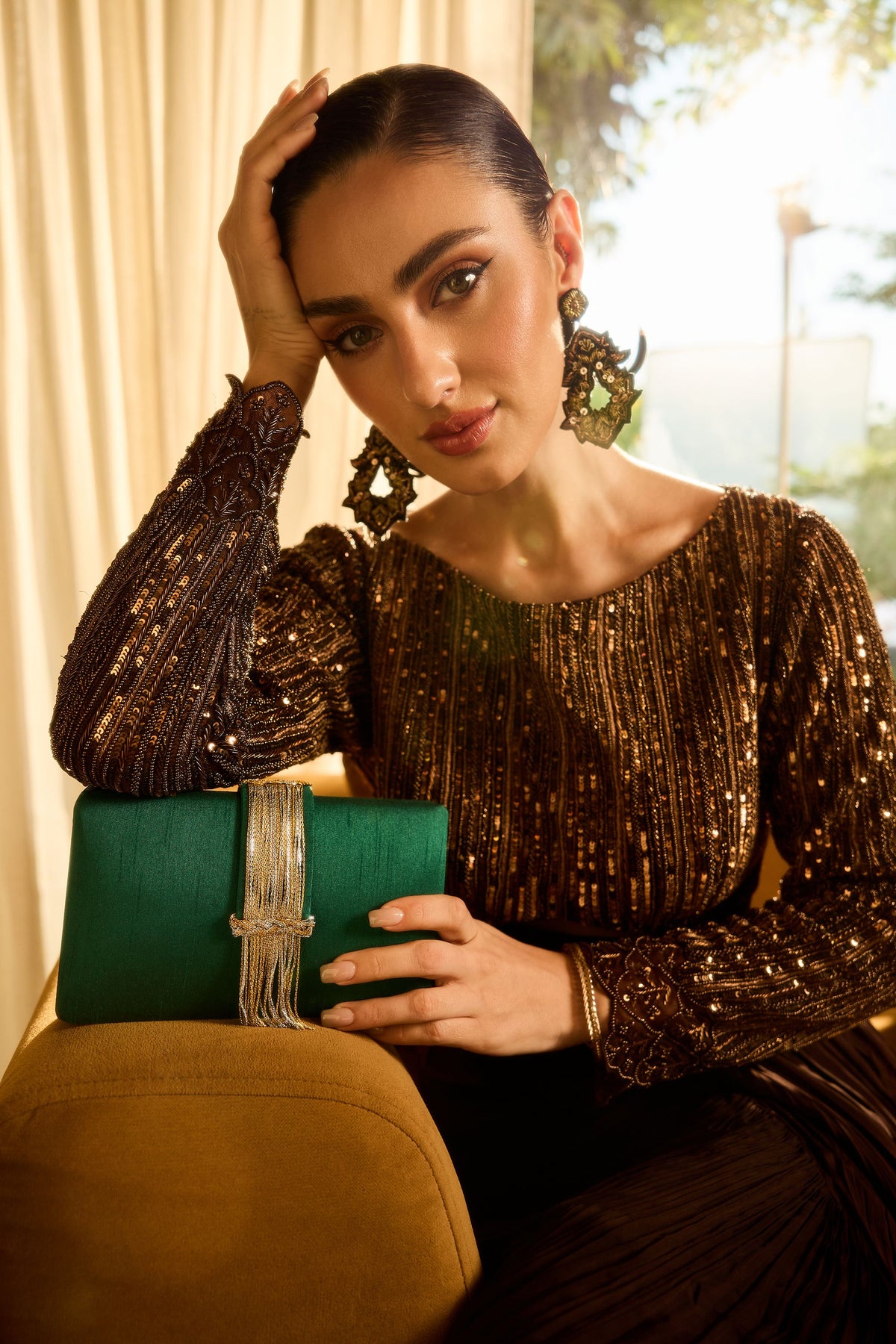Simitri - Emerald Fringe Clutch