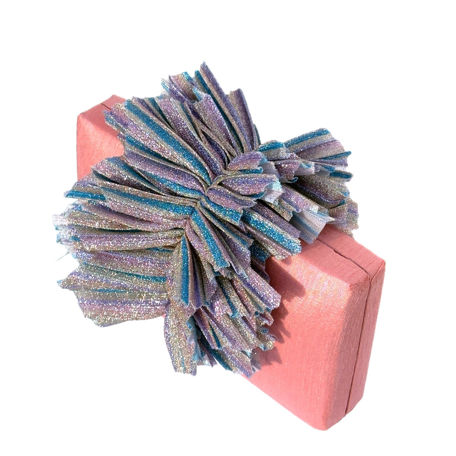 Fairy Angel Clutch - Metallic fabric clutch with shimmer fabric flap as magnetic closure