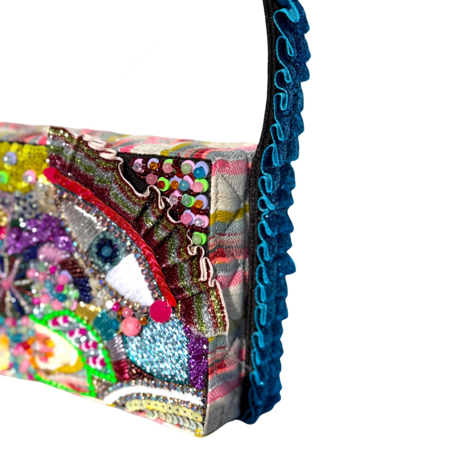How Bazaar Box Clutch - Hand embellished with sequins, beads, and intricate threadwork