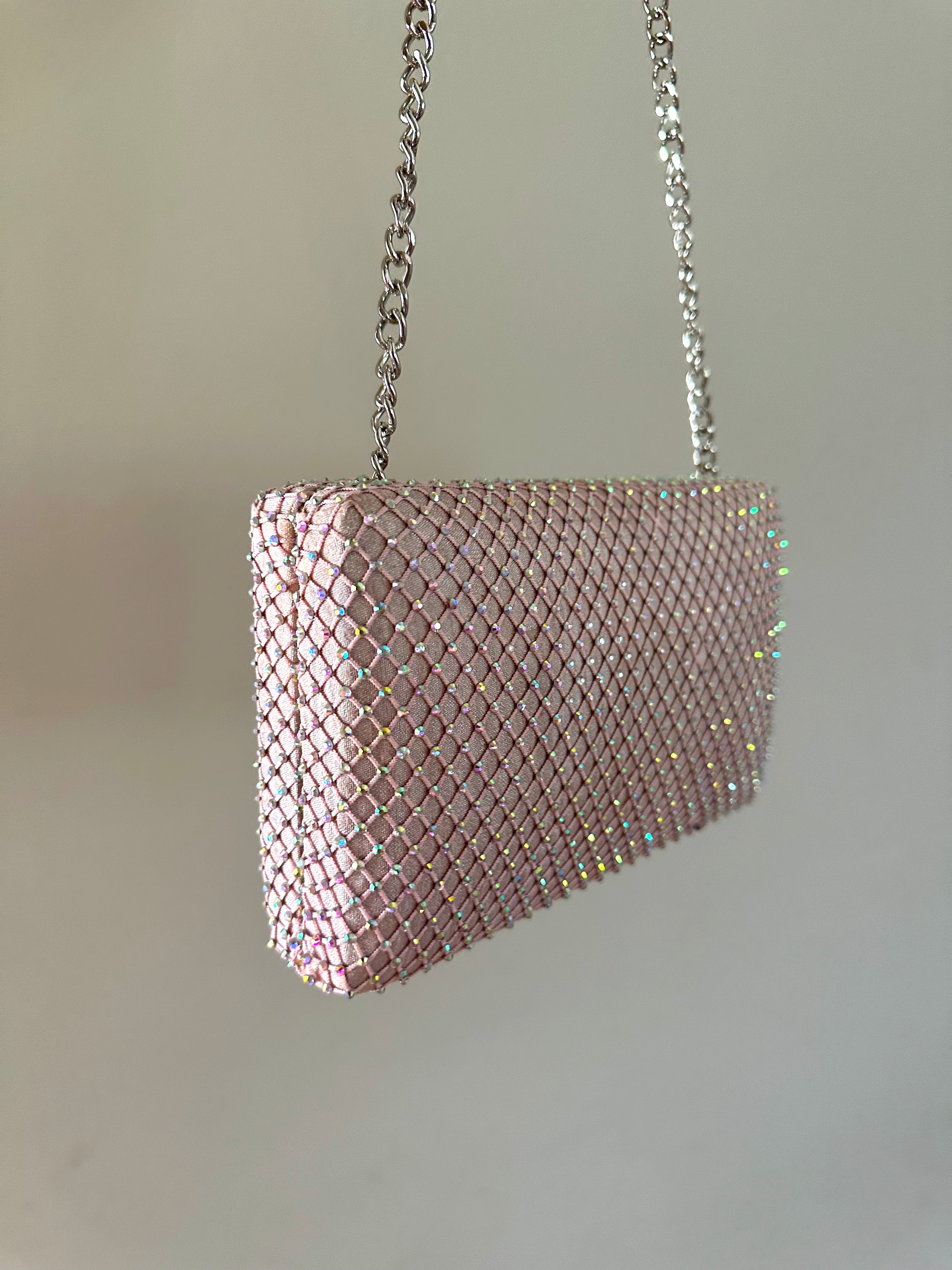 Cotton Candy Fishnet Crystal Clutch Sample - Warehouse Sale