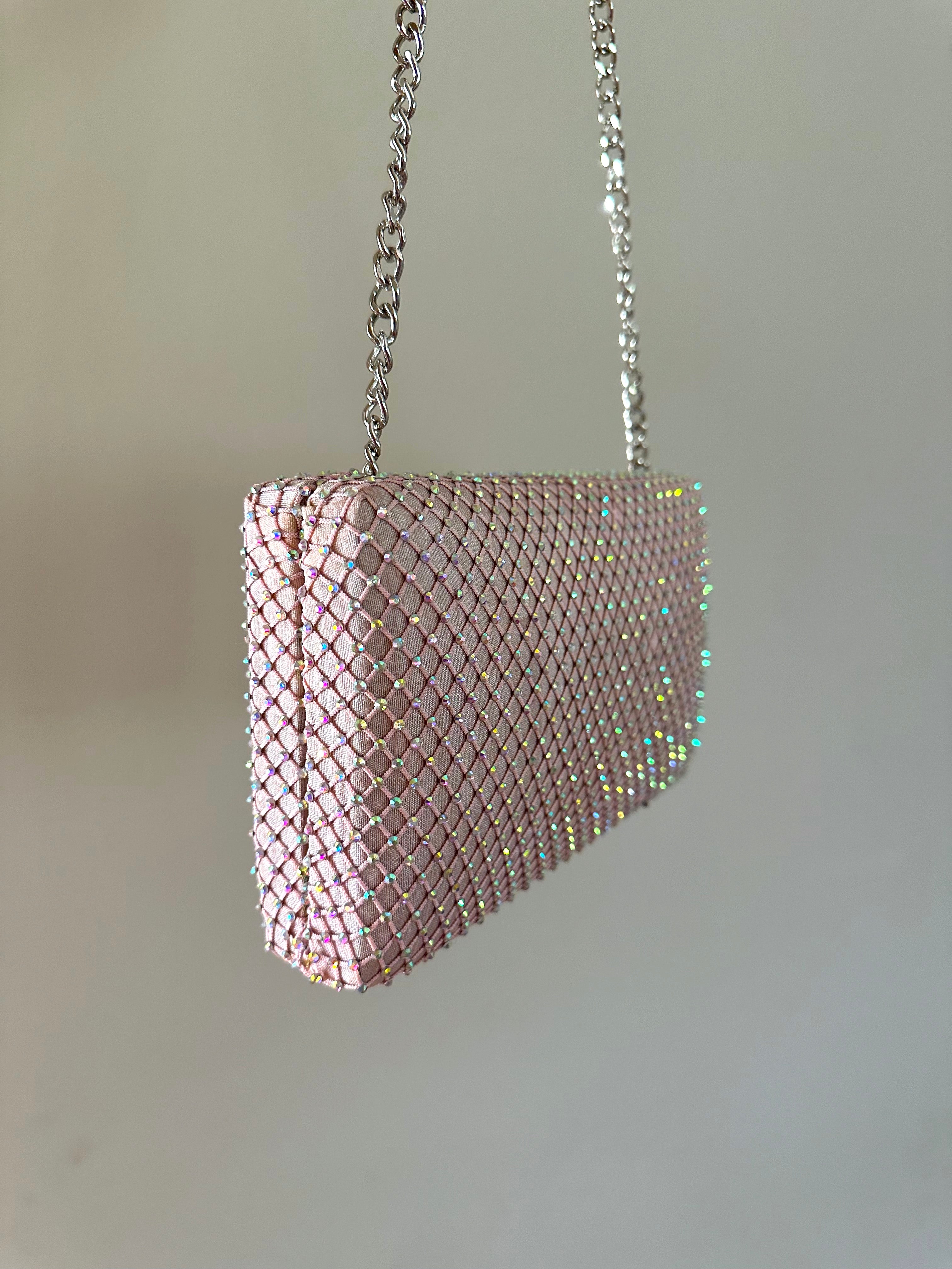 Cotton Candy Fishnet Crystal Clutch Sample - Warehouse Sale