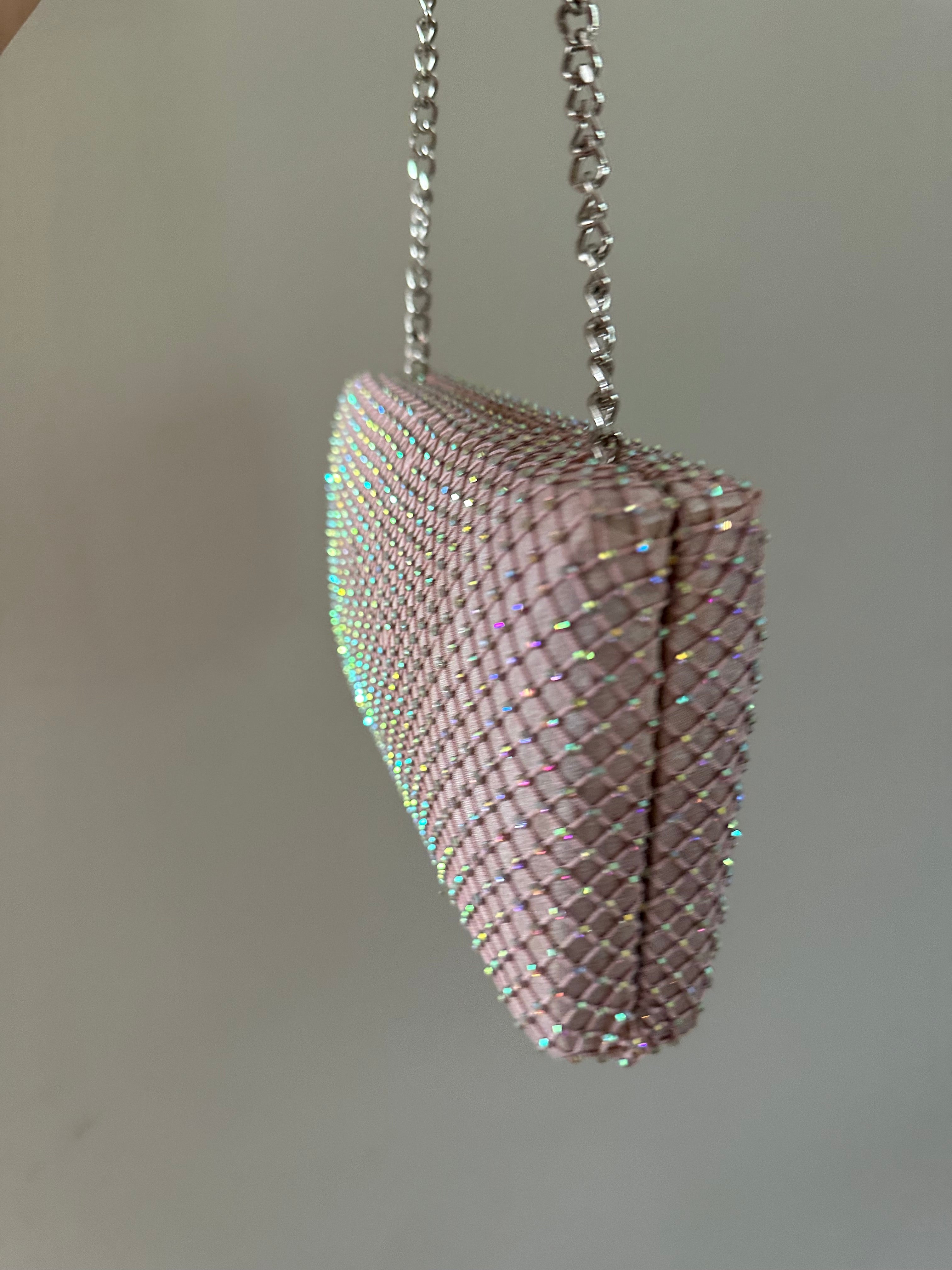 Cotton Candy Fishnet Crystal Clutch Sample - Warehouse Sale