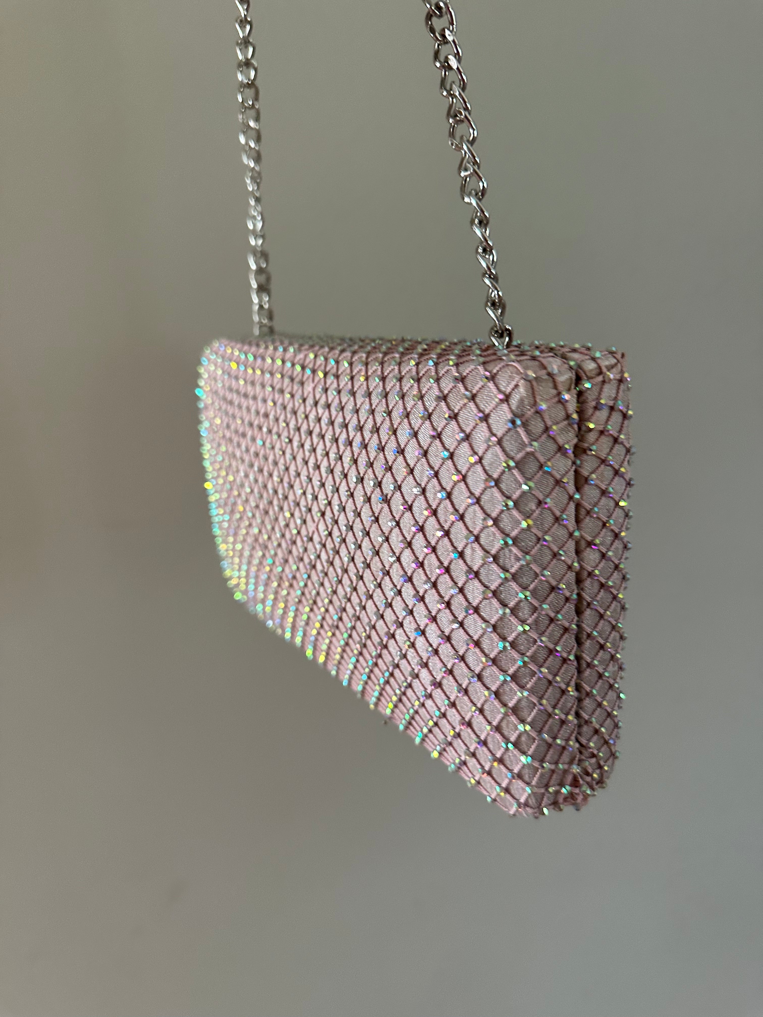 Cotton Candy Fishnet Crystal Clutch Sample - Warehouse Sale