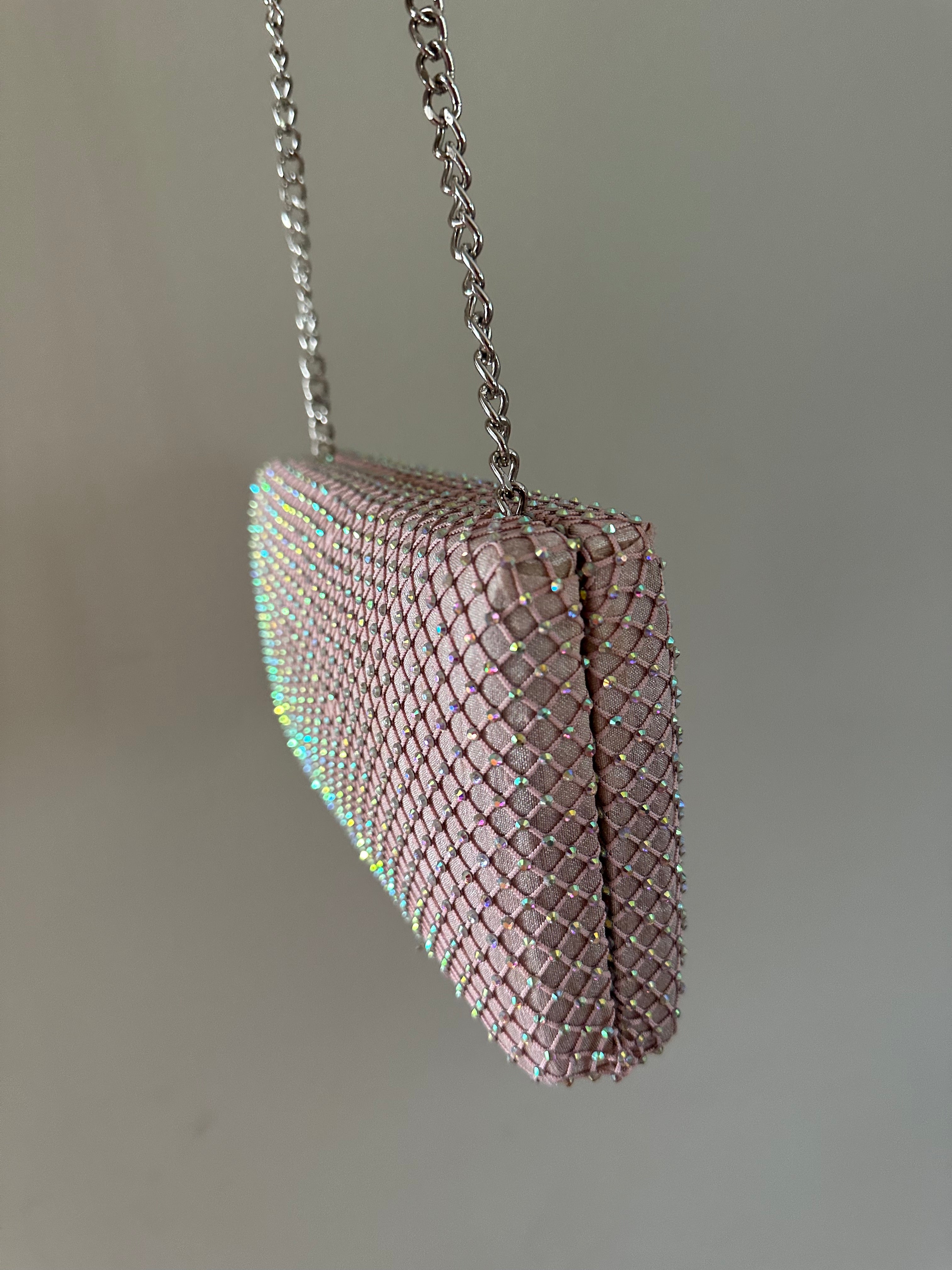 Cotton Candy Fishnet Crystal Clutch Sample - Warehouse Sale