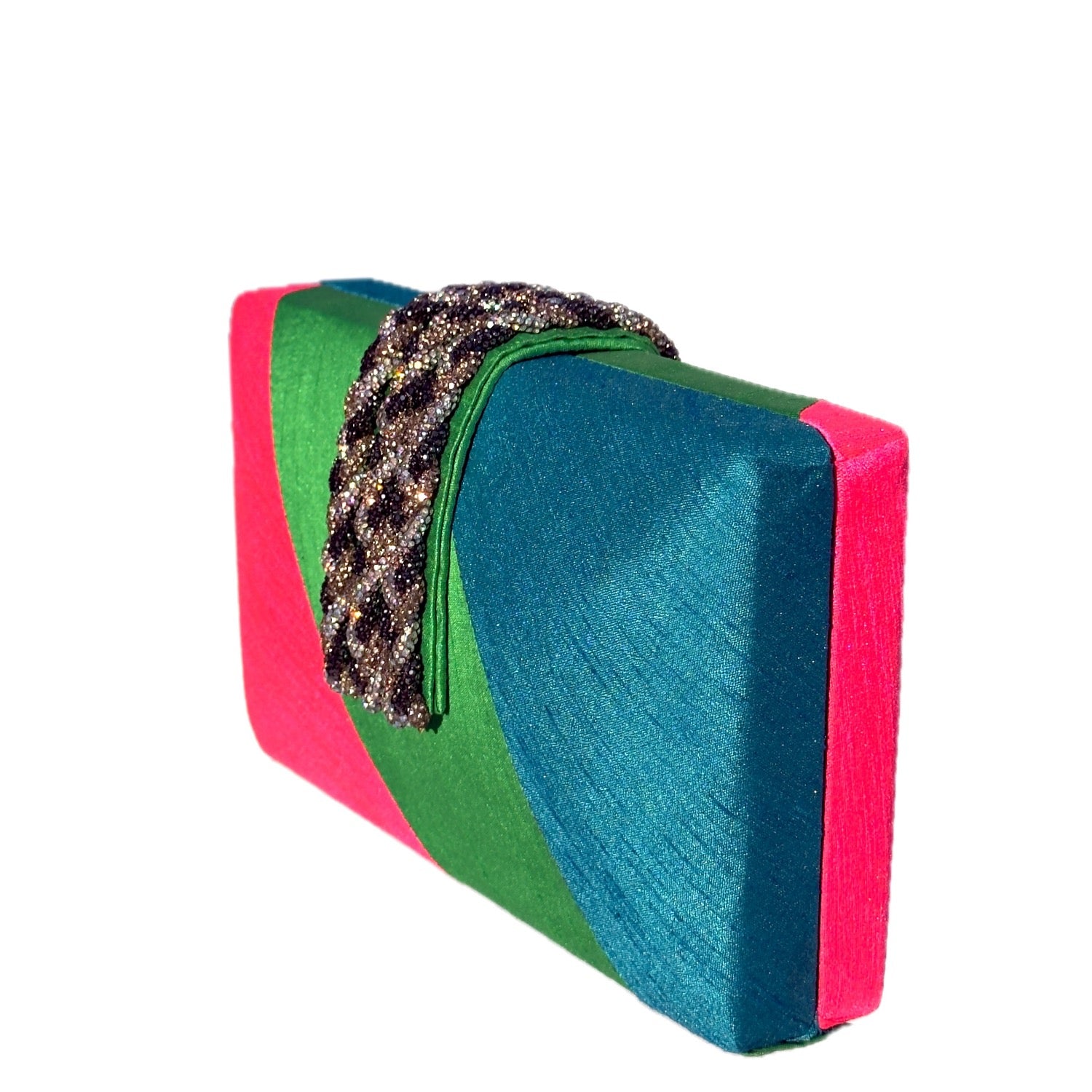 Jeweled Braided Fringe Clutch