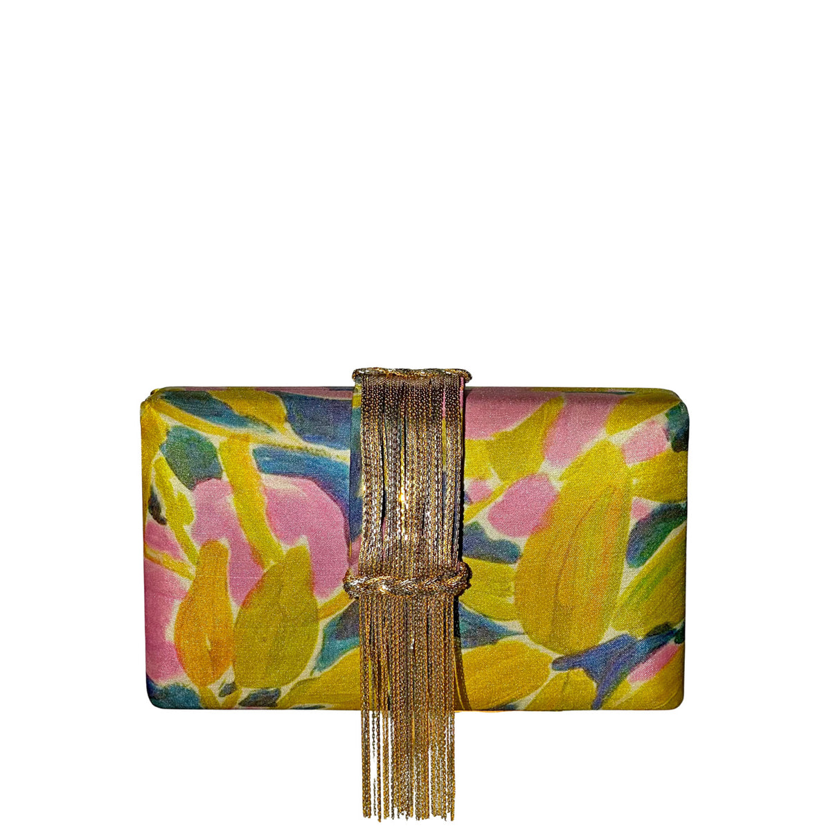 Shop Printed Fringe Faux Silk Clutch Online | Simitri