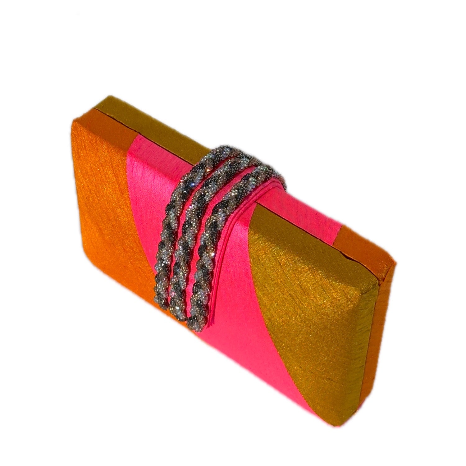 Papaya Pop Braided Fringe Clutch