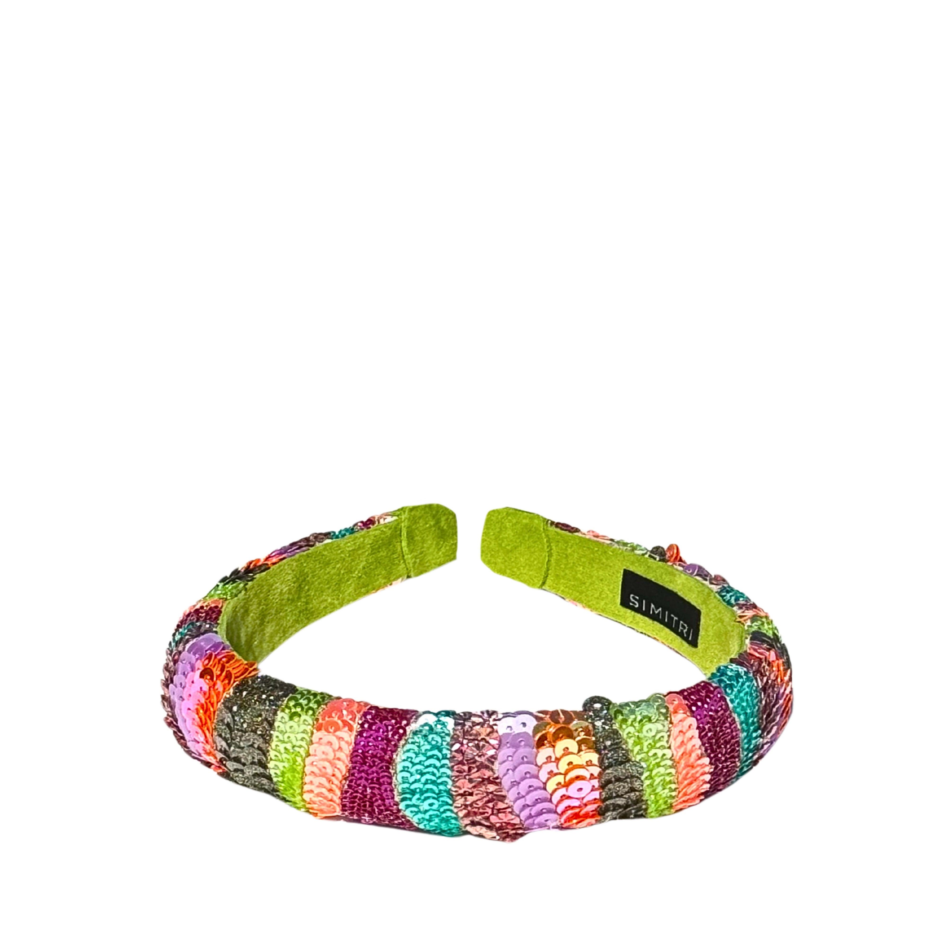 Pastel Dune Kitsch Headband - colorful hand embroidered sequin headband