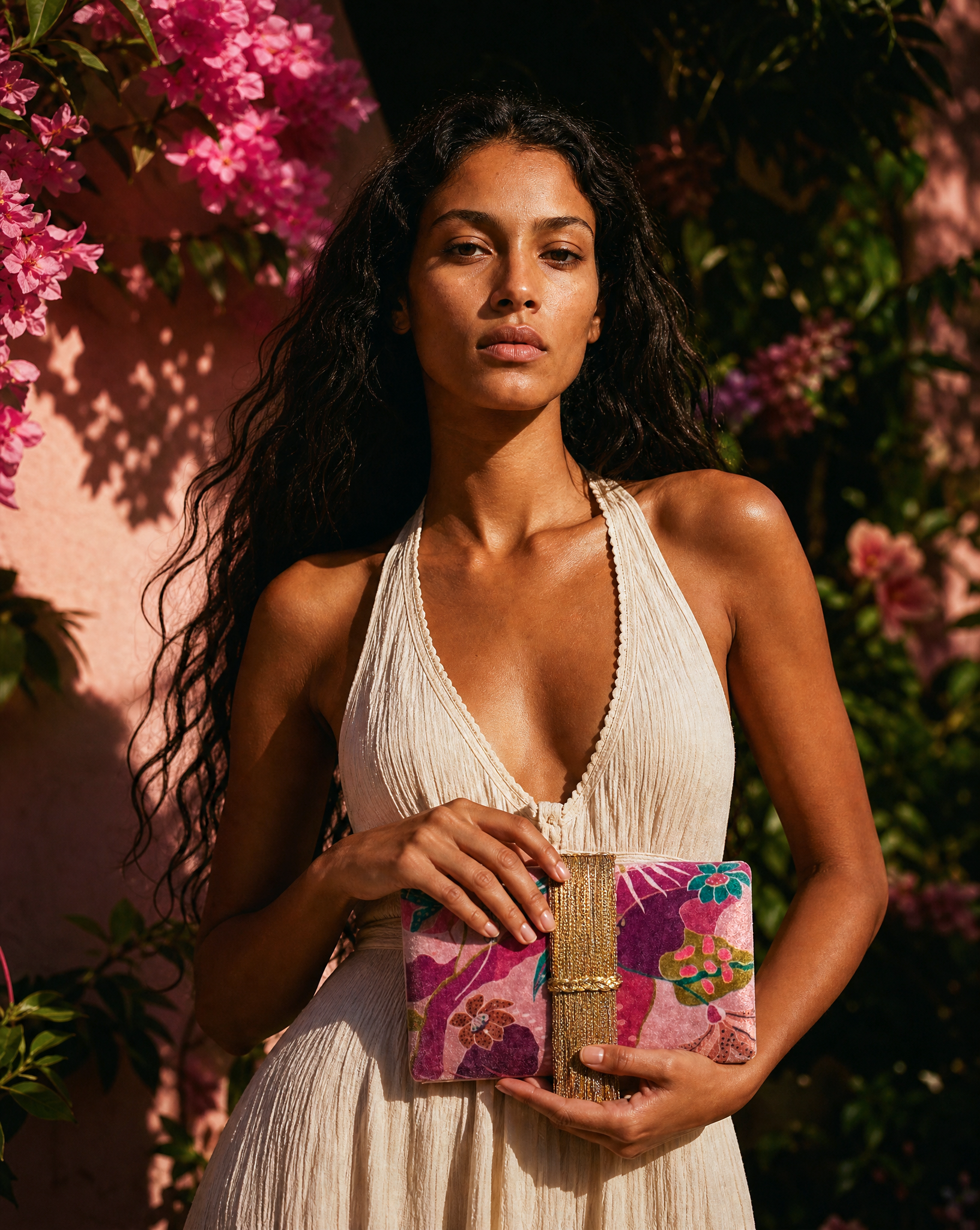 Petals fringe clutch 