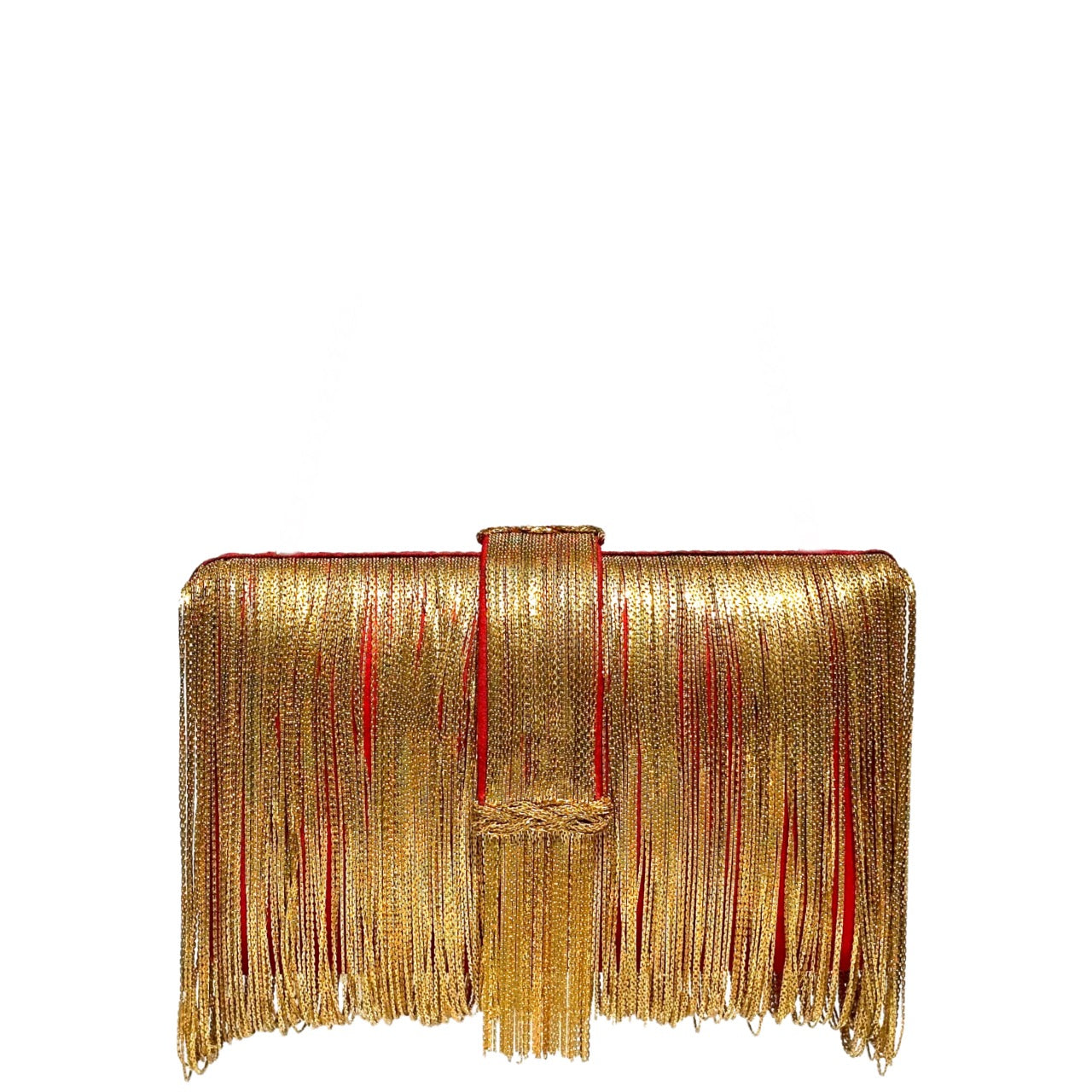 Red & Gold Braided Chunky Clutch