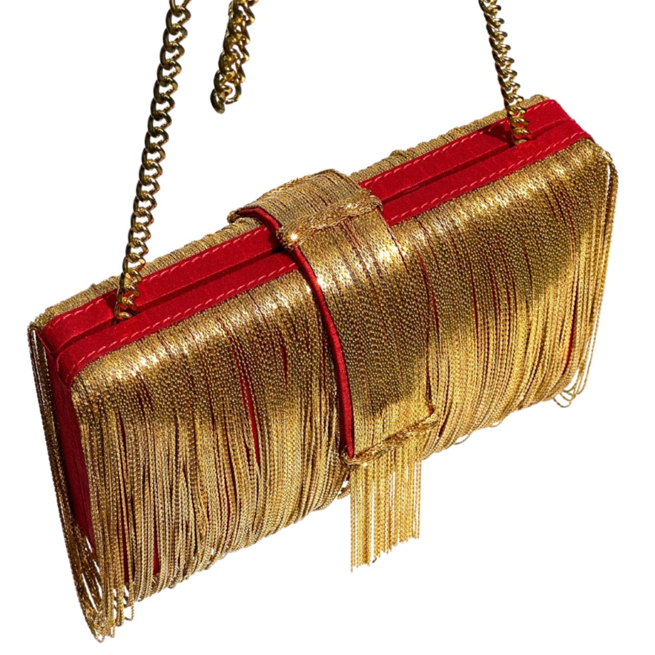 Red & Gold Braided Chunky Clutch