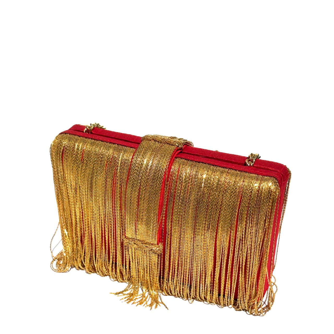 Red & Gold Braided Chunky Clutch