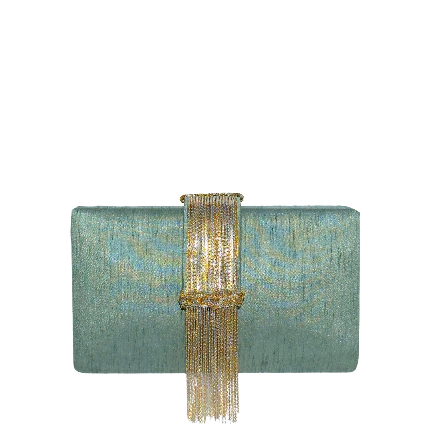 Sage Fringe Clutch