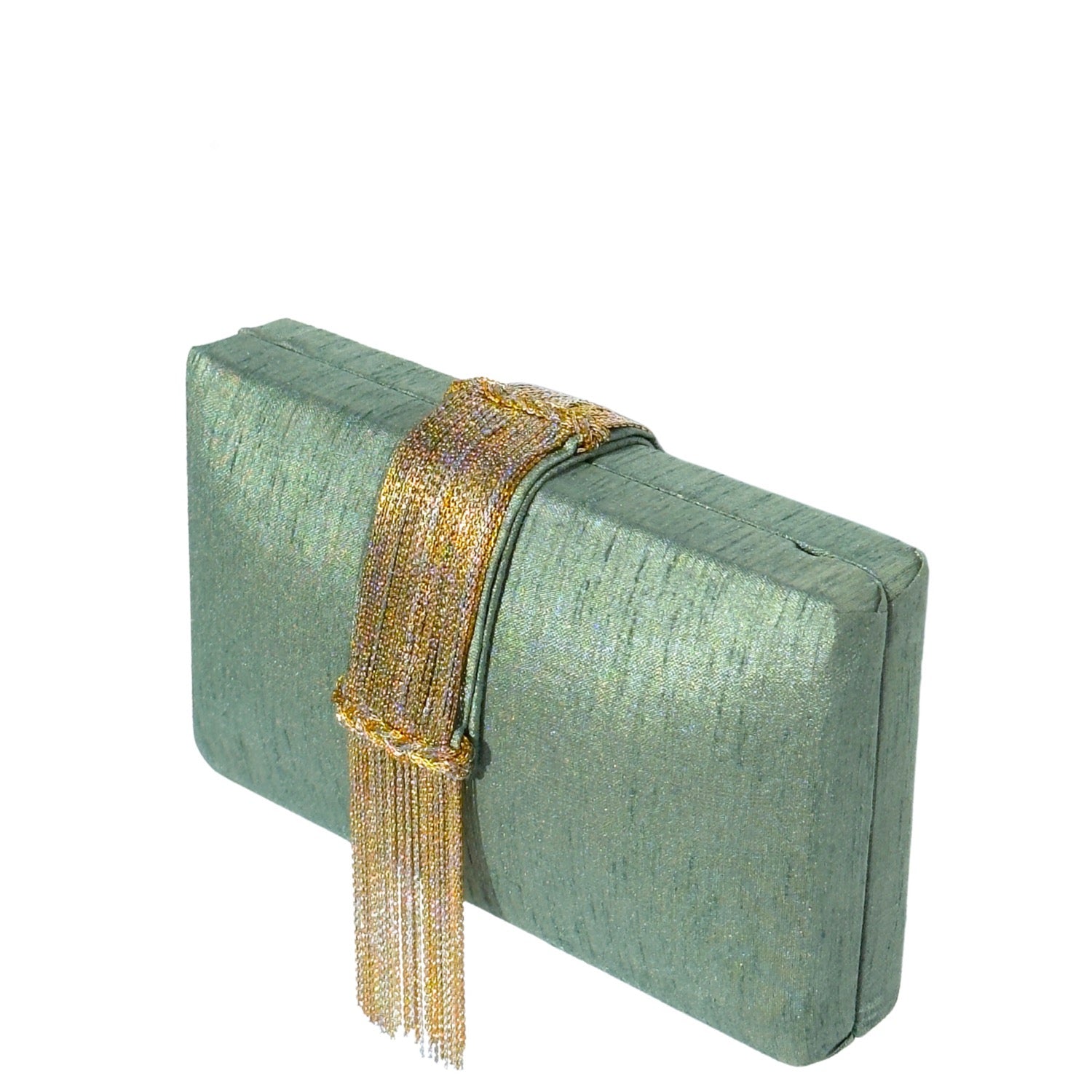 Sage Fringe Clutch