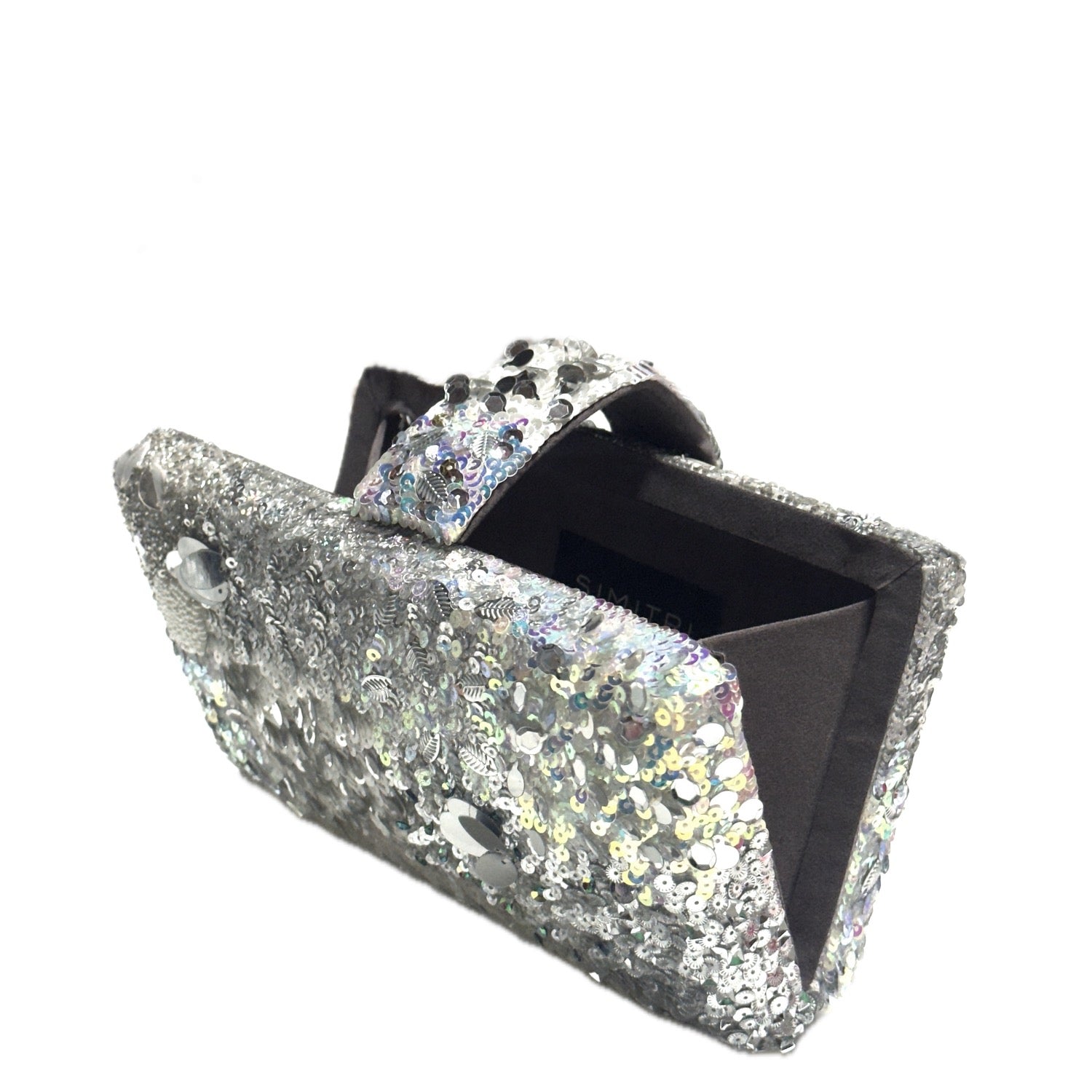Silver Garnet Clutch - Handmade clutch bag with different sizes and tyles of sequins