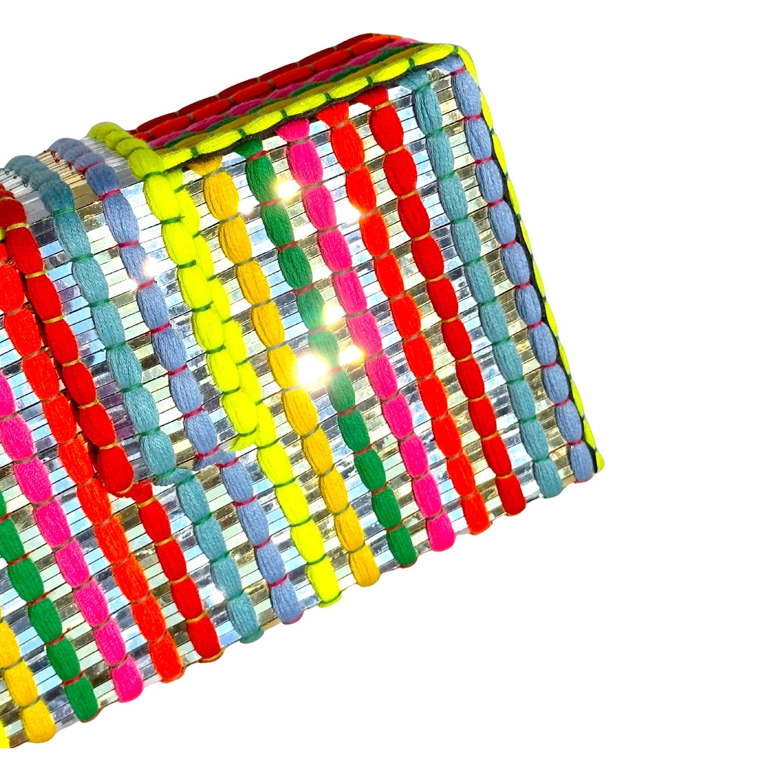 Skittles Dori Clutch - Colorful thread work handmade  clutch bag 