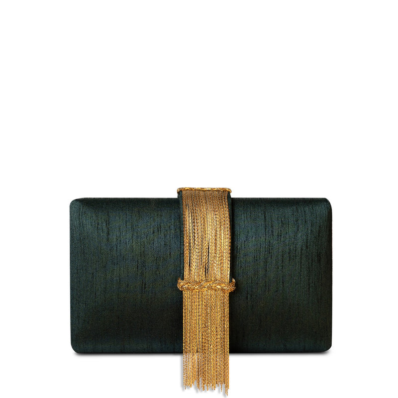 Teal Fringe Clutch
