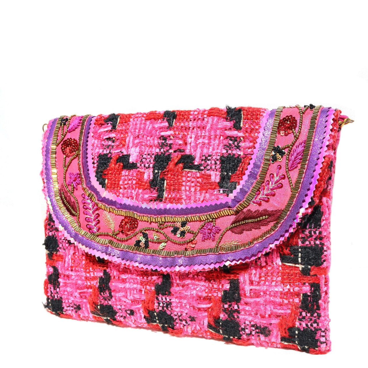 Magenta Tweed Envelope