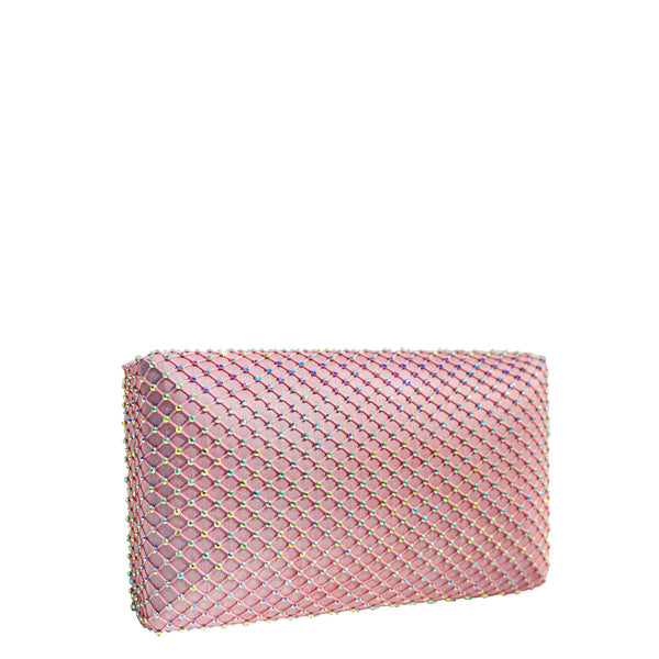 Cotton Candy Crystal Fishnet Clutch