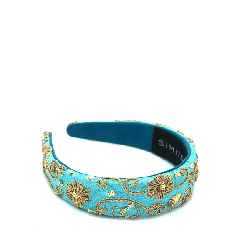 Blue Gold Zari Headband