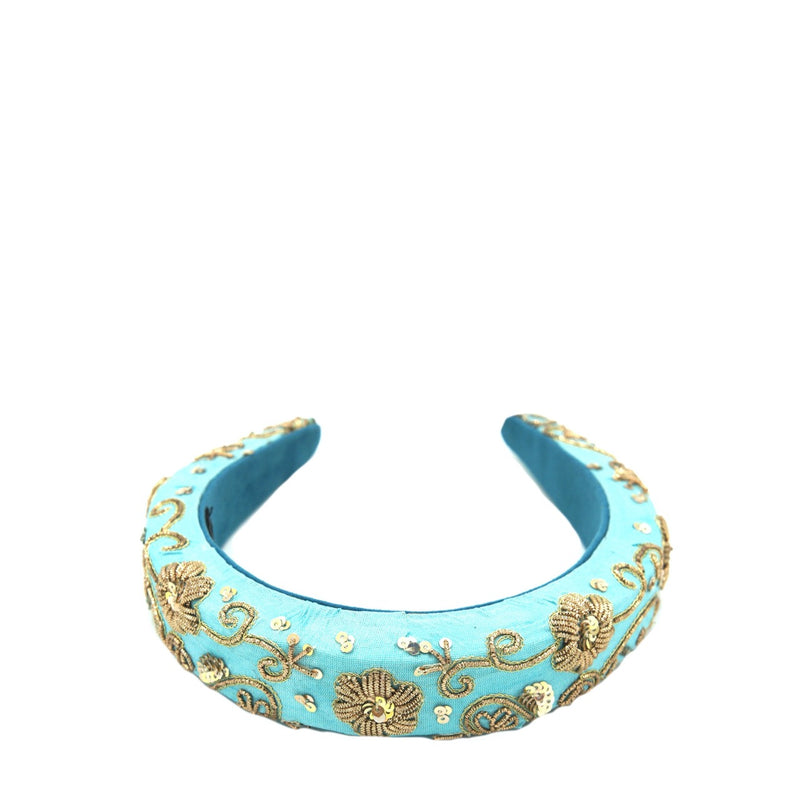 Blue Gold Zari Headband