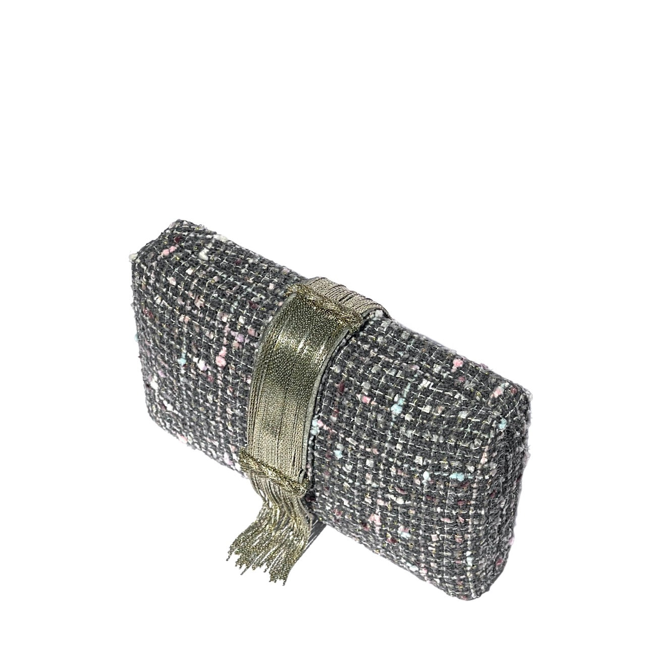 Simitri - Grey Tweed Fringe Clutch