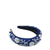Navy Blue Silver Zari Headband