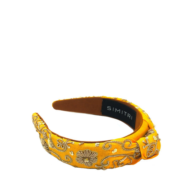 Orange Gold Zari Knotted Headband