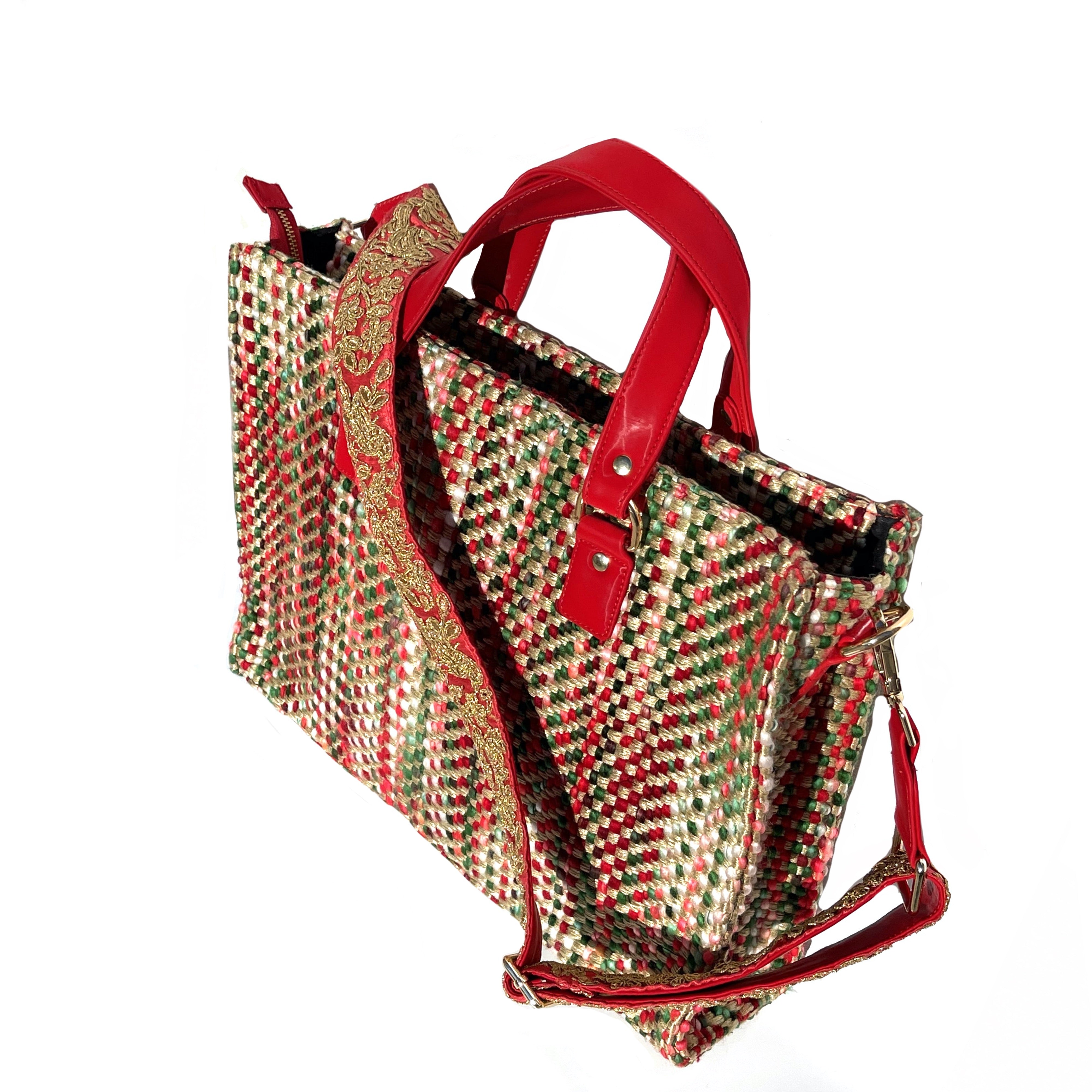 Red Tweed Tote