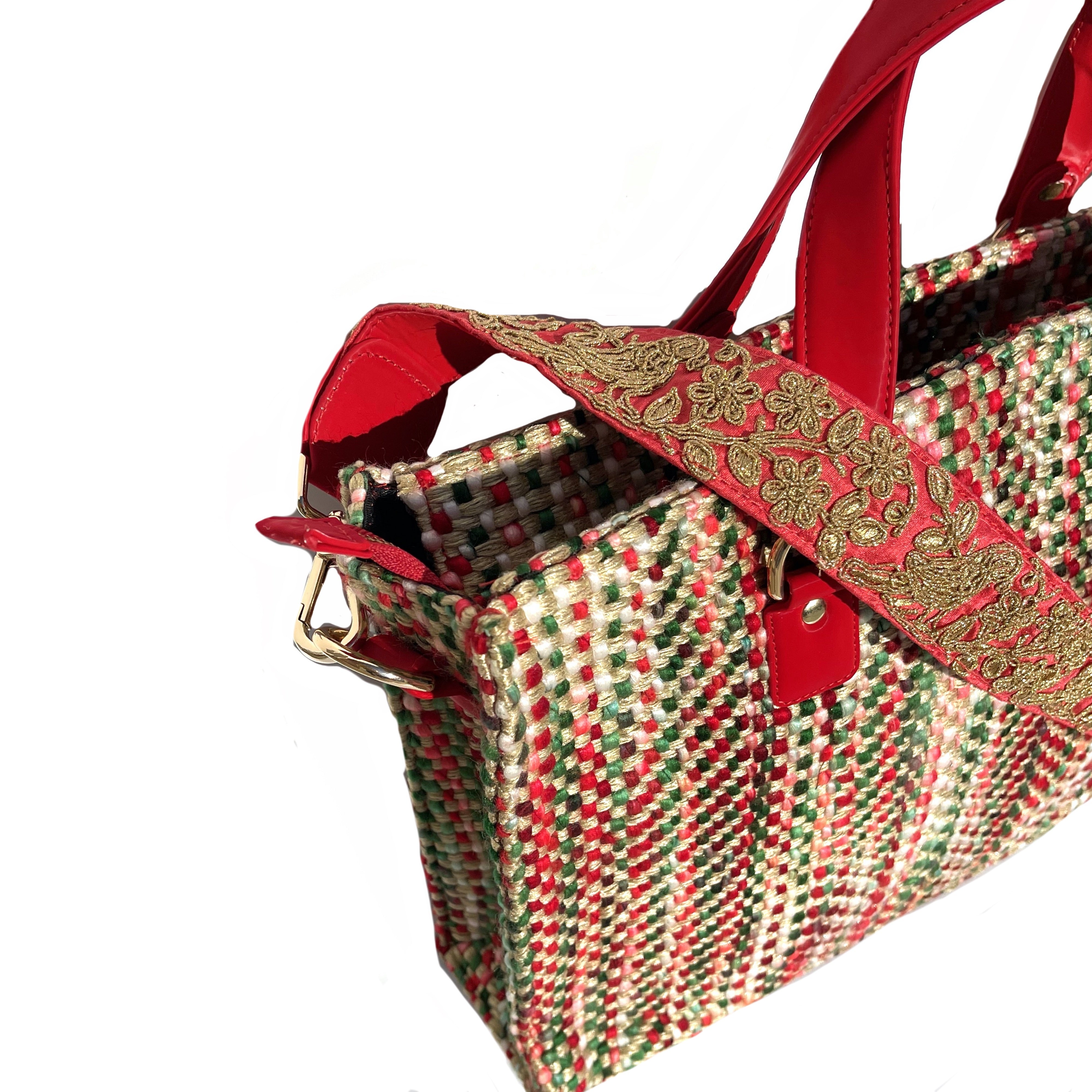 Red Tweed Tote